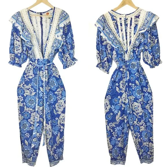 Farm Rio Full of Flowers Ruffled Jumpsuit